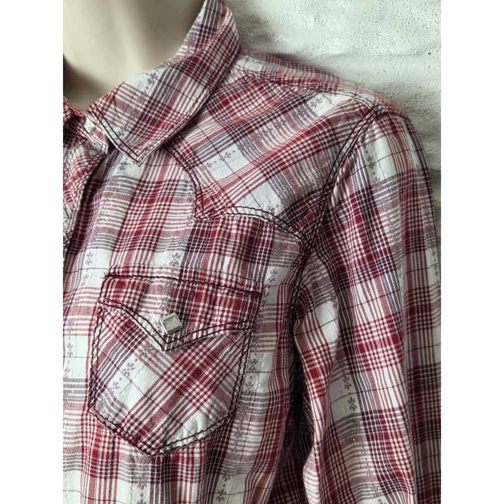 ARIAT Women's size Medium Snap up top Pearl snaps Plaid long sleeve Western - Picture 3 of 12